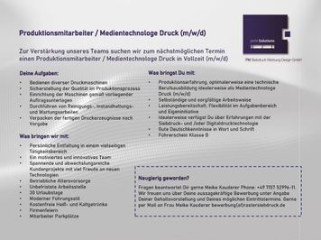 FM Siebdruck Werbung Design GmbH Stellenausschreibung